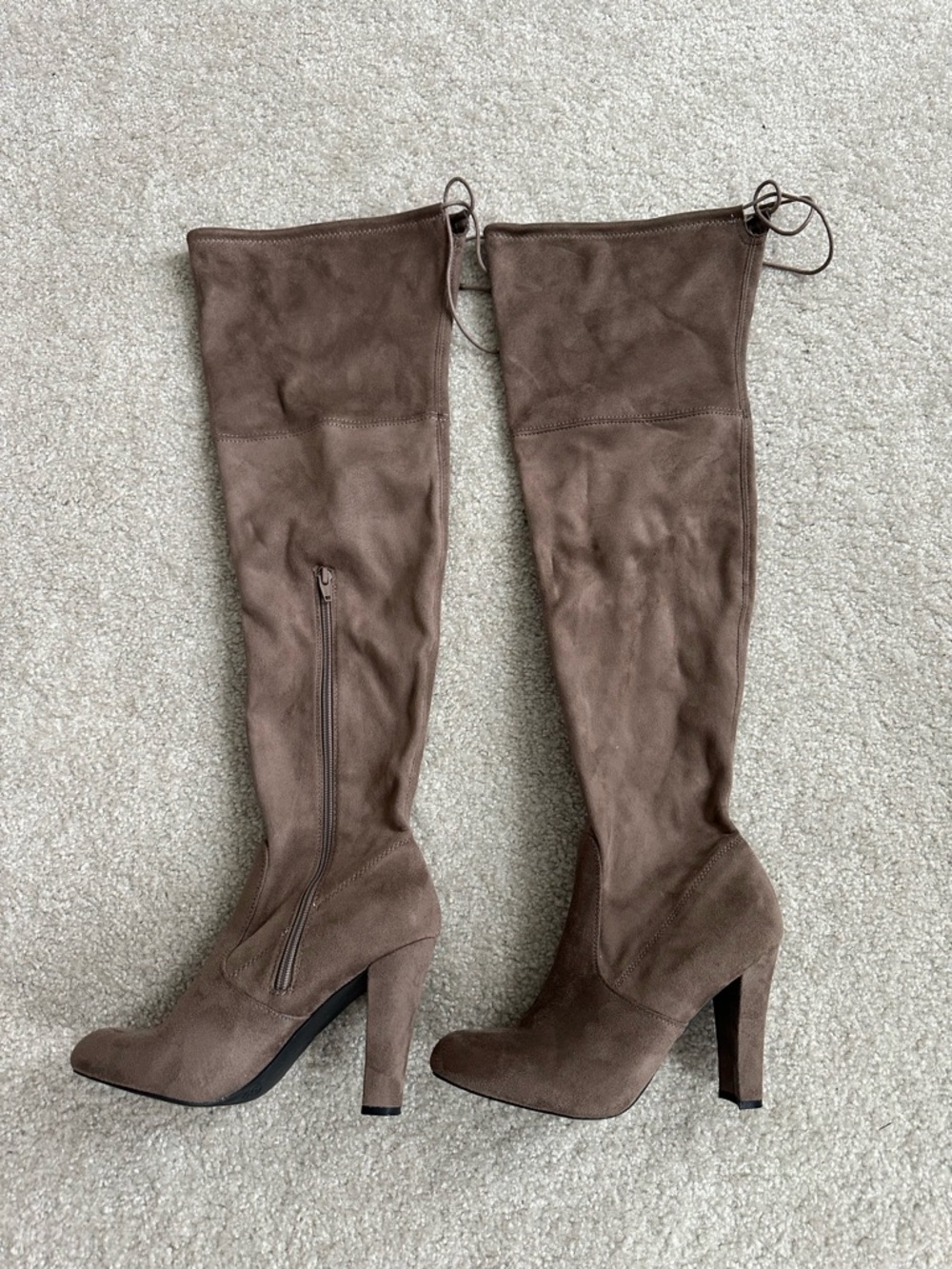 Women's Over-the-Knee Suede High Heel Boots - Brown